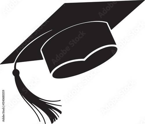 Graduation cap toss silhouette illustration design
