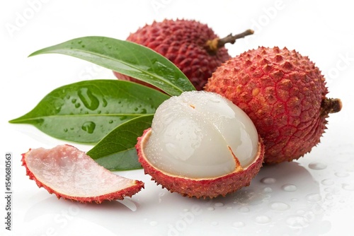 Delicious lychee fruit on white background