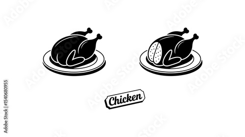 Culinary Delight: A simple, elegant illustration captures the essence of a succulent roasted chicken, served on a pristine plate.