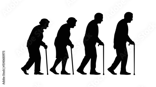 Journey Through Time: A powerful silhouette depicts the human life cycle, each stage a testament to the passage of time. The image evokes a sense of nostalgia and the beauty of aging gracefully.