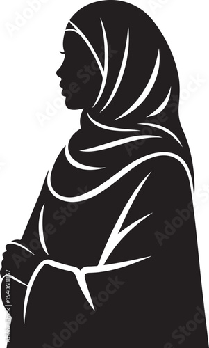 Hijabi woman side pose vector illustration