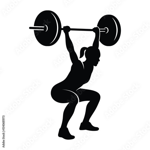 Female weightlifter silhouette. Illustration of women weightlifting and gym poses