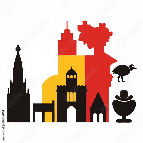 Wallpaper Mural Colorful cityscape silhouette design with landmarks Torontodigital.ca