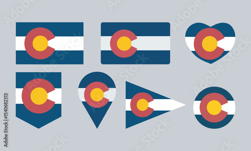 Colorado Flag Icons Set, State Symbol Graphics, vector illustration