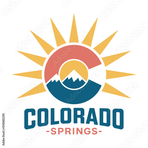 Colorado Springs Logo, Mountain Sun C Icon, vector illustration