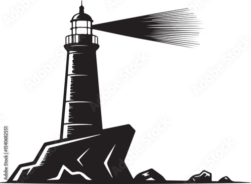 Lighthouse on cliff vector illustration