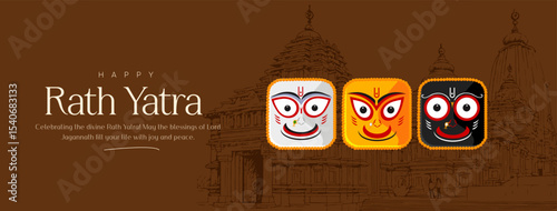 Illustration of the Rath Yatra festival celebrating Lord Jagannath’s chariot procession. Ideal for spiritual artwork, Indian religious posters, festival banners, and social media graphics