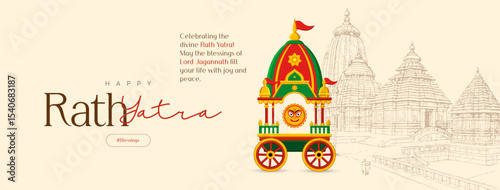 Illustration of the Rath Yatra festival celebrating Lord Jagannath’s chariot procession. Ideal for spiritual artwork, Indian religious posters, festival banners, and social media graphics