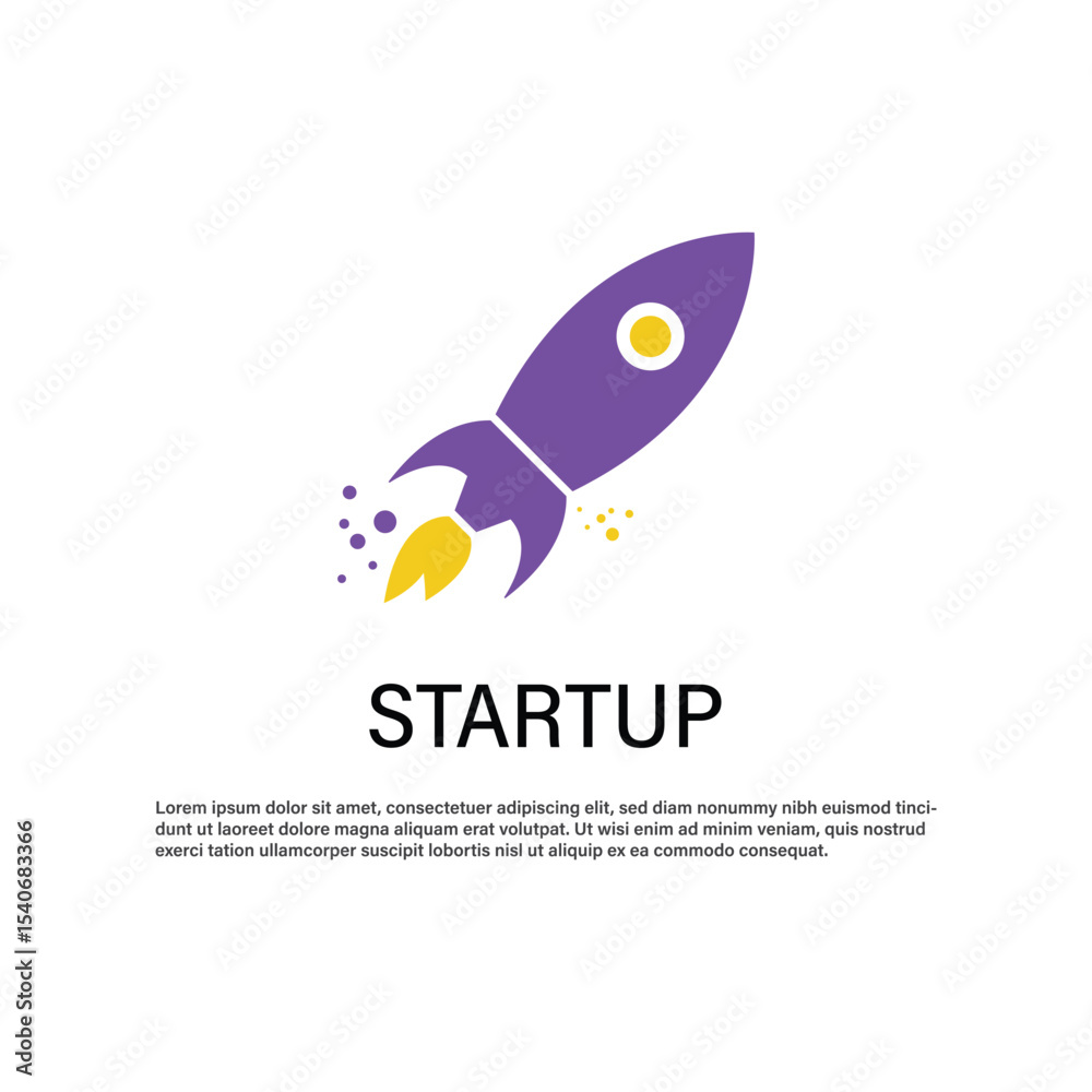 Obraz premium Startup And Rocket Banner Vector Design.