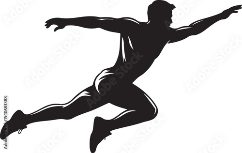 Silhouette of male parkour athlete in action. Silhouette of young man doing parkour jump.