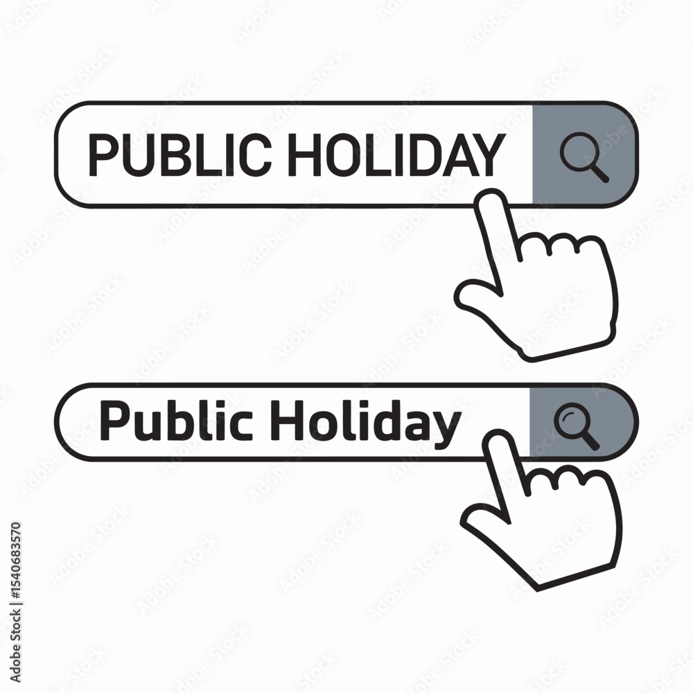 Public Holiday Search Bar Icons, Pointer Click, vector illustration Public Holiday Search Bar Icons, Pointer Click, vector illustration