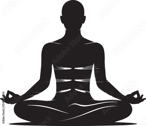 A person meditating in a state of zen calmness flat vector icon for yoga meditation apps and websites 