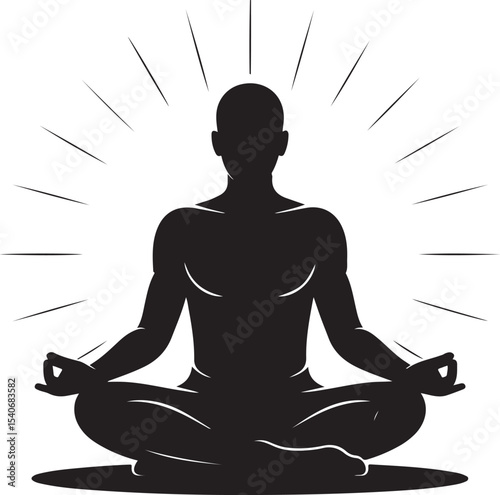 A person meditating in a state of zen calmness flat vector icon for yoga meditation apps and websites 
