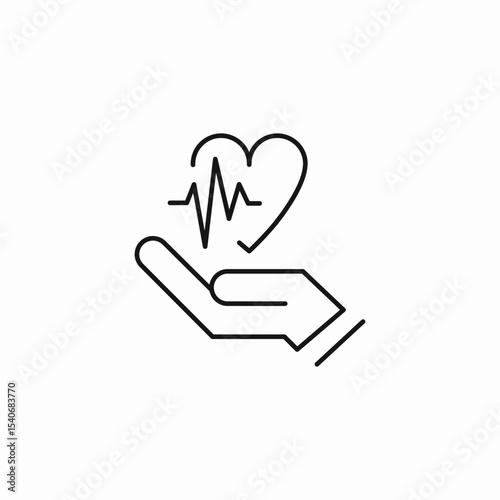 hand holding heartbeat icon sign vector
