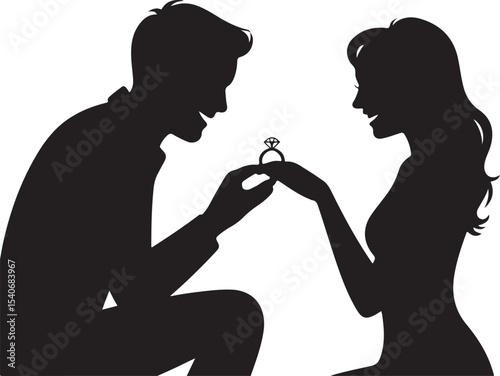 Man proposing to woman vector illustration