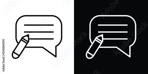 Write comment icon design. simple stroke line vector icon set