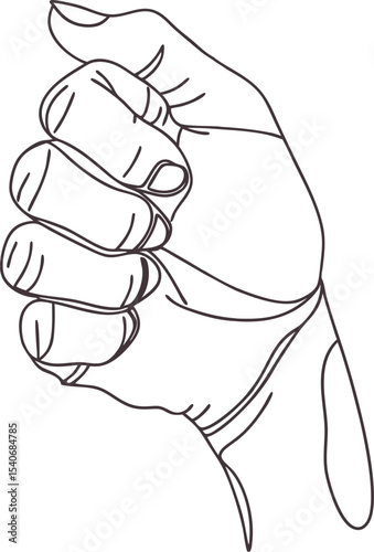 Bold black line art of a clenched human fist raised upward, symbolizing power, strength, unity, and resistance. Ideal for protest, activism, or motivational design illustrations.