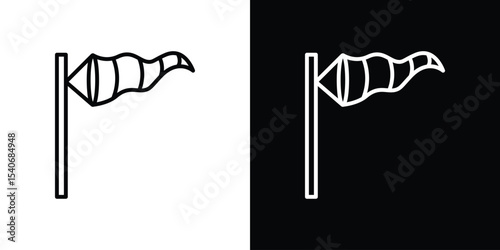 Windsock icon design. simple stroke line vector icon set