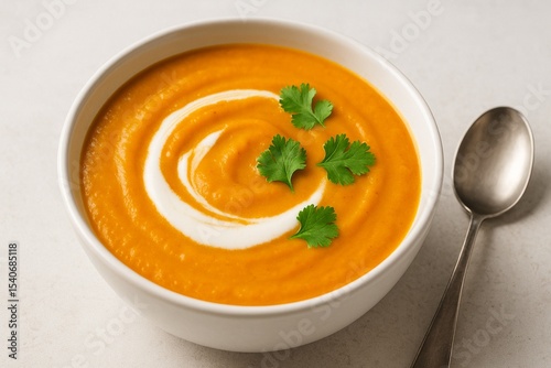 Carrot Ginger Soup with Coconut Milk and Cilantro