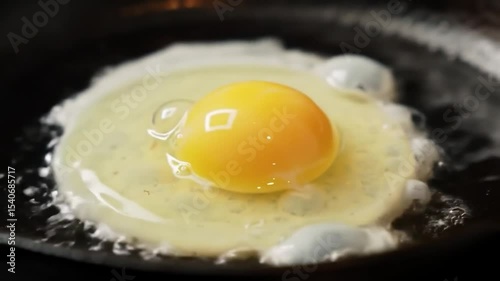 Egg Cracking into Pan with Sizzle