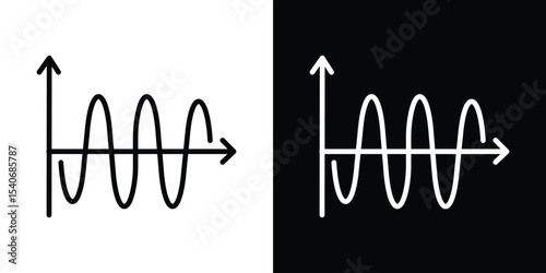 Wave sine icon design. simple stroke line vector icon set