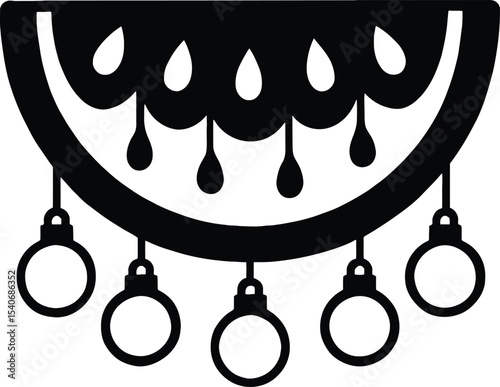 Watermelon Slice with Hanging Christmas Ornaments – Festive Silhouette Vector