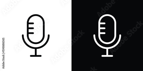 Voice recording icon design. simple stroke line vector icon set