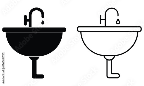 Basin icon vector design. Silhouette of  wash-hand basins symbol and sign. Basin sinks vector illustration.
