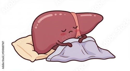 Cartoon liver character sleeping