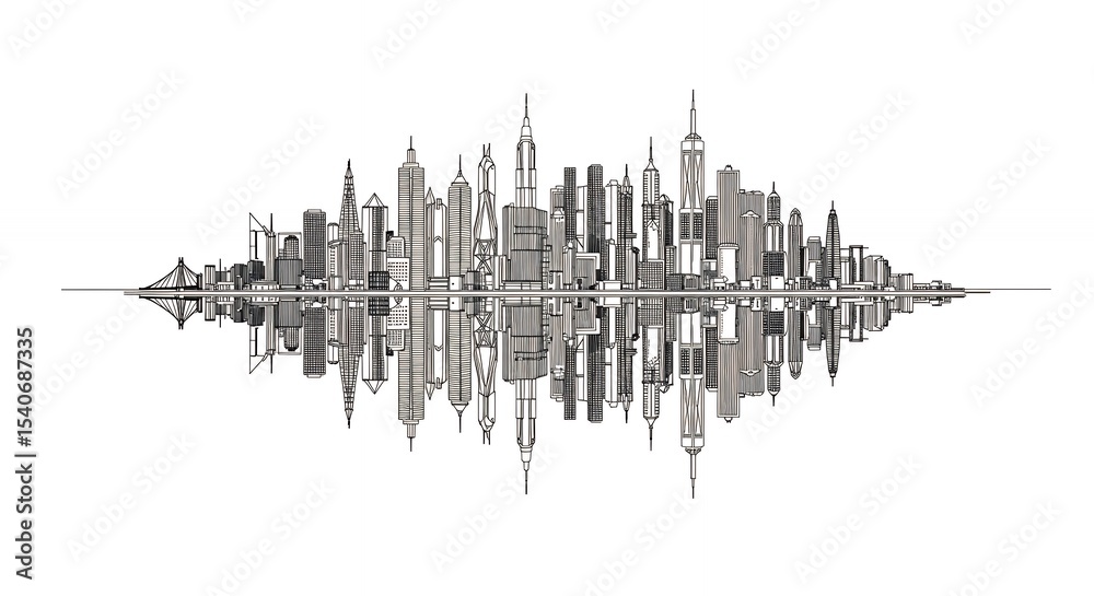 Naklejka premium City skyline waveform design