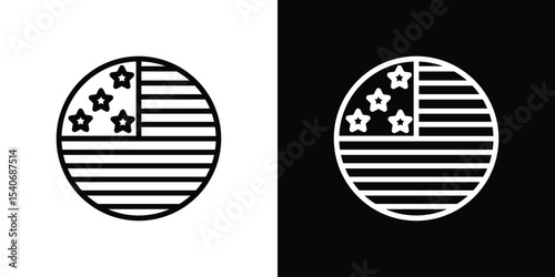 USA flag icon design. simple stroke line vector icon set