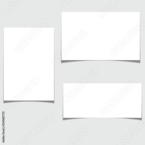 Realistic square paper stickers with rolled edges, Vector illustration 