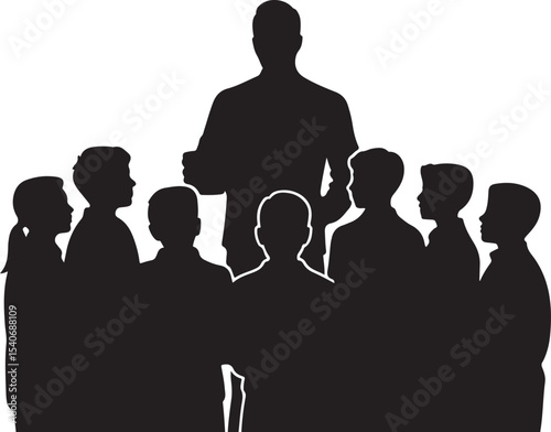 Teacher with students vector illustration