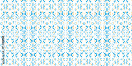Abstract seamless blue wave pattern wallpaper with vintage swirl ornamentation