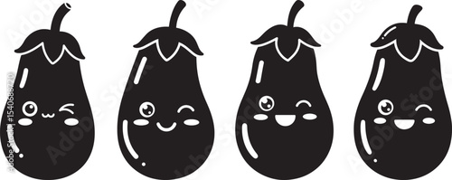 Winking Eggplant Big Cute Eyes vector illustration