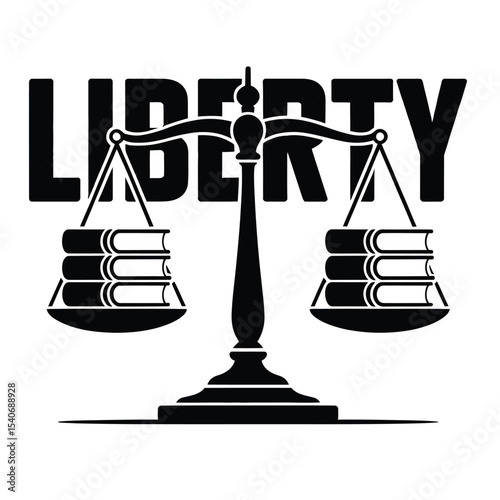 a clean black and white vector illustration of a balance scale symbolizing justice with no shading or grayscale