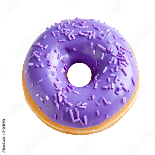 sprinkle purple chocolate donut isolated on transparent background, png