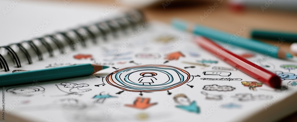 Fototapeta premium The creative mind map illustrating unique ideas and concepts on a notebook.