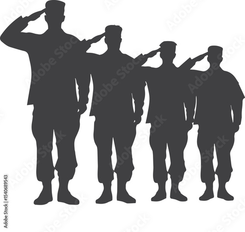Group of Soldiers in Military Uniform Saluting the Flag in Honor – Symbolizing Respect, Patriotism, and Service to the Nation