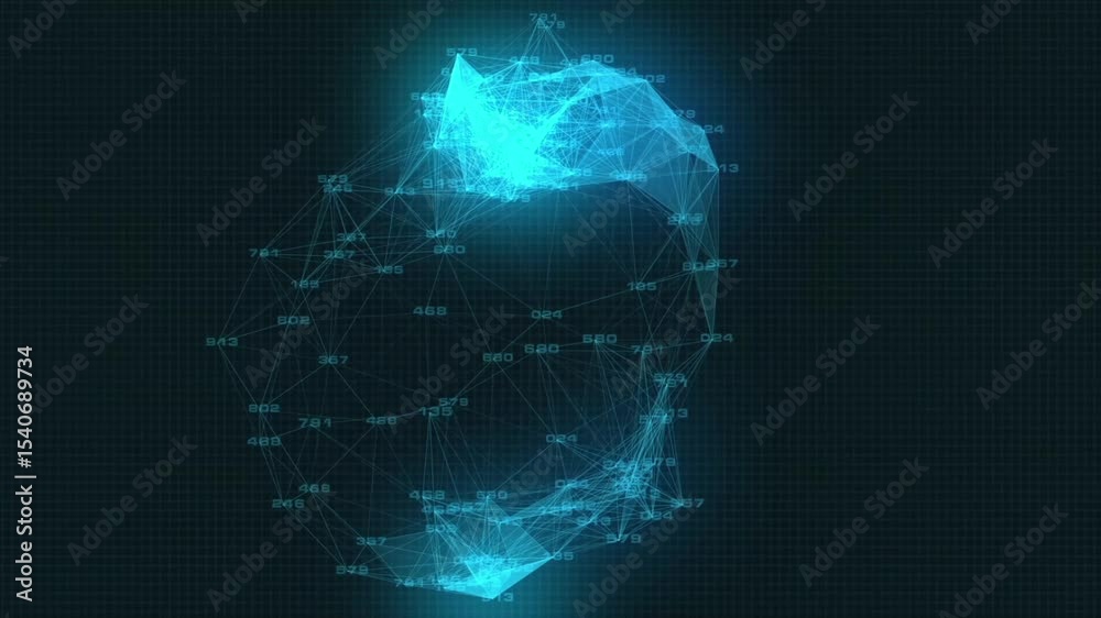 Abstract digital network forming connections with numeric data against grid background