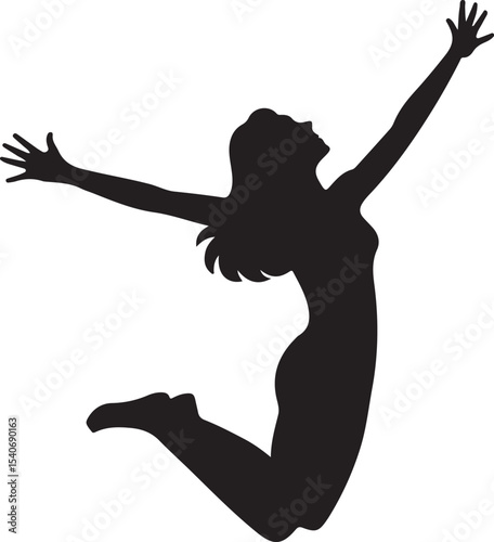 Woman jumping with joy vector illustration
