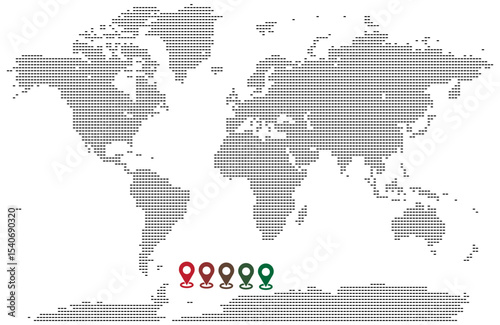 Discover rectangle brick shape dotted map of global topography