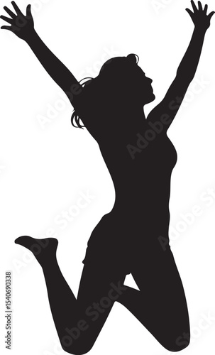 Woman jumping with joy vector illustration