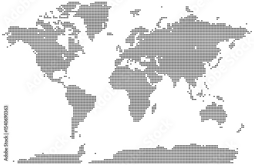Detailed rectangle shape dotted map of country outlines