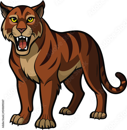 High quality vector illustration of saber toothed cat, Colorful Vector icon of saber toothed cat, Modern and unique animals of saber toothed cat