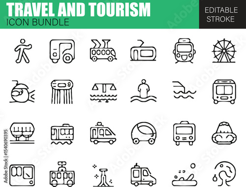 Travel and Adventure Icons – Flat Vector Tourism Set