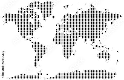 Earth regions in a rectangle shape dotted world map infographic