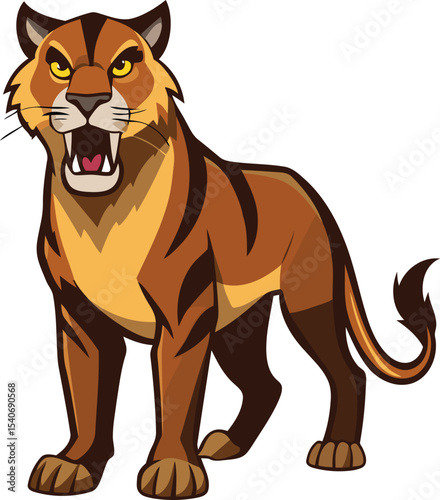 High quality vector illustration of saber toothed cat, Colorful Vector icon of saber toothed cat, Modern and unique animals of saber toothed cat