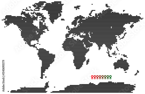 Earth topography as rectangle and horizontal line map