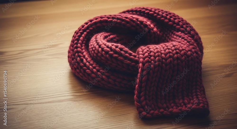 Obraz premium Buy handmade knit scarf burgundy color perfect for winter season fashion accessory warm and cozy gift idea